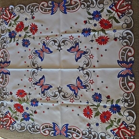Set Of 6 Holiday Tablecloths Square Embroidered Approx 34" Squares - Picture 12 of 13